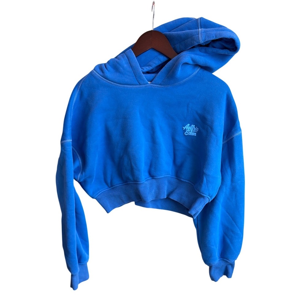 Aelfric Eden Soufflé Cloud Cropped Hoodie Unisex M Blue Streetwear Puff Logo
